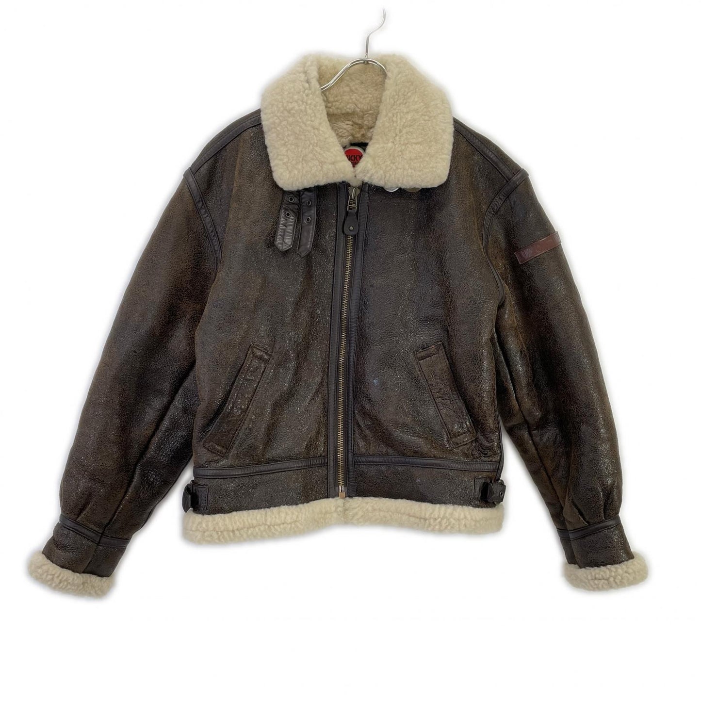 Lucky Strike Brown Leather B-3 Mouton Jacket Size M