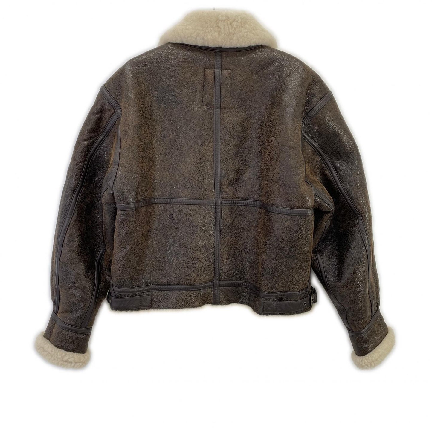 Lucky Strike Brown Leather B-3 Mouton Jacket Size M