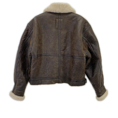 Lucky Strike Brown Leather B-3 Mouton Jacket Size M