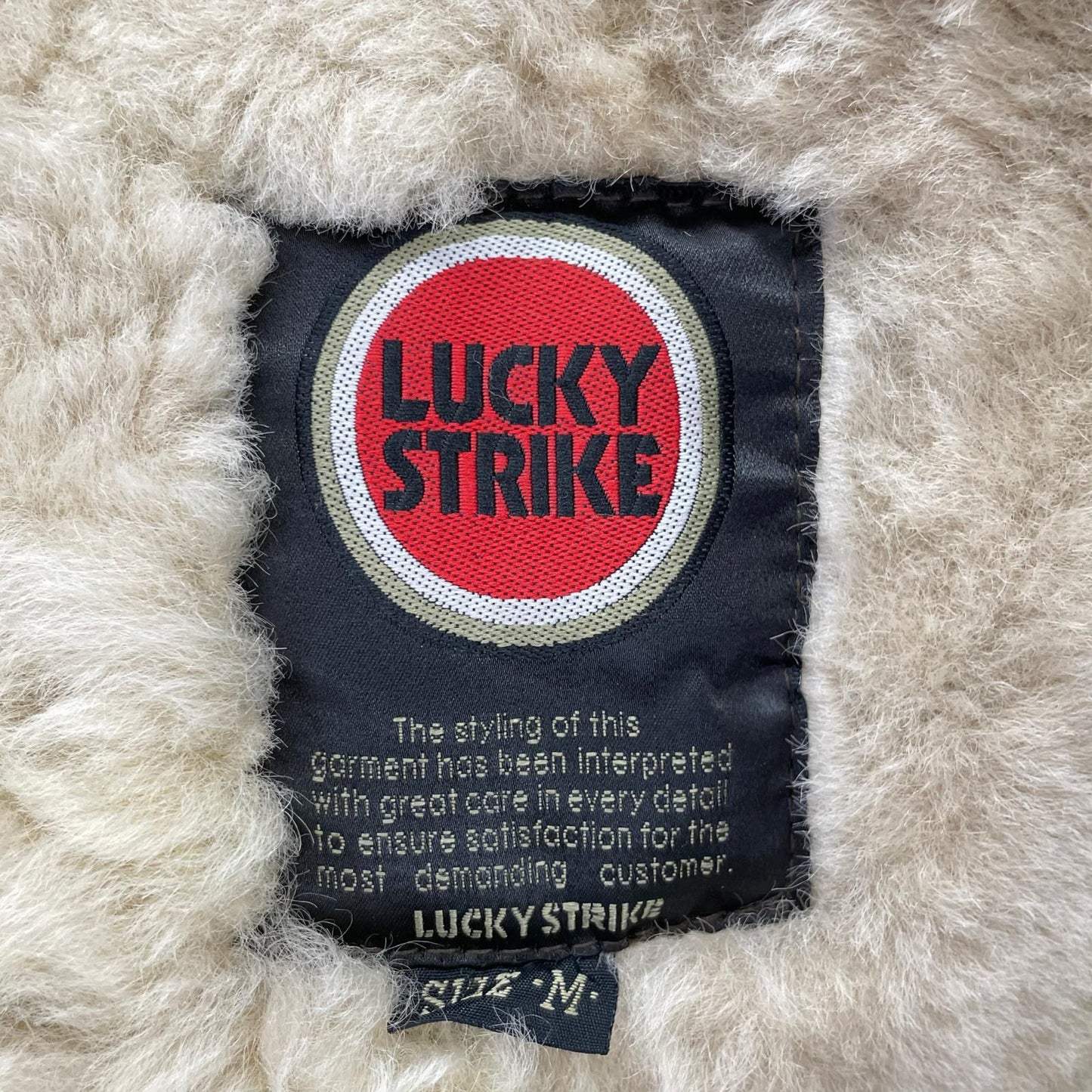 Lucky Strike Brown Leather B-3 Mouton Jacket Size M