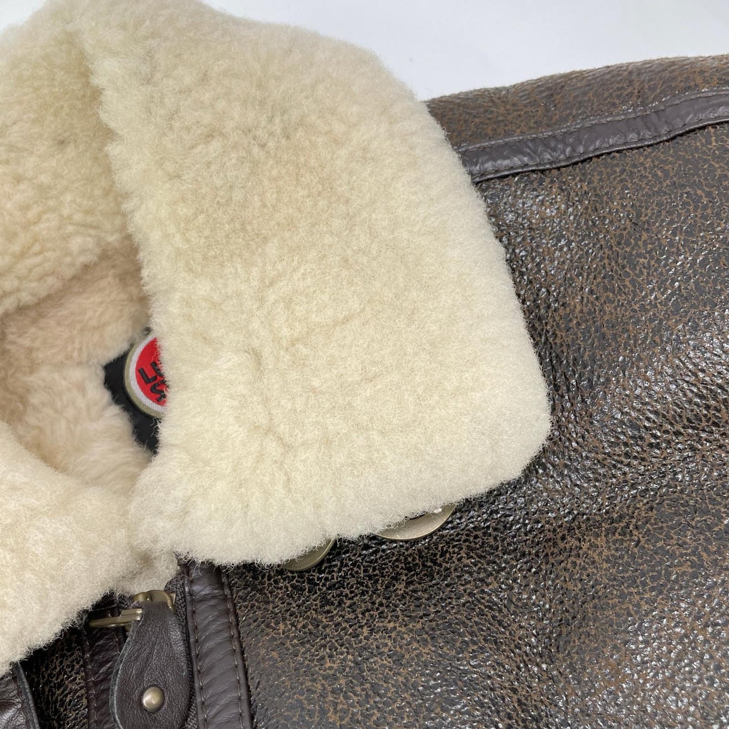 Lucky Strike Brown Leather B-3 Mouton Jacket Size M