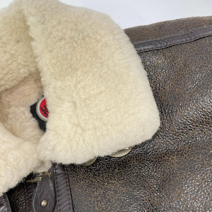 Lucky Strike Brown Leather B-3 Mouton Jacket Size M