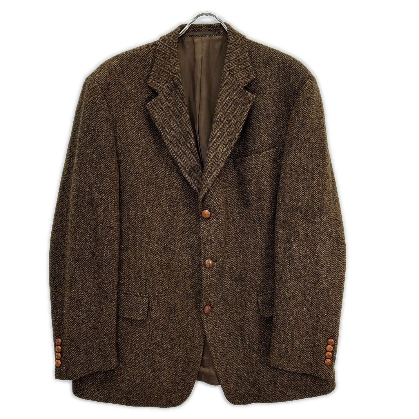 Harris Tweed 3-Button Tailored Blazer Brown