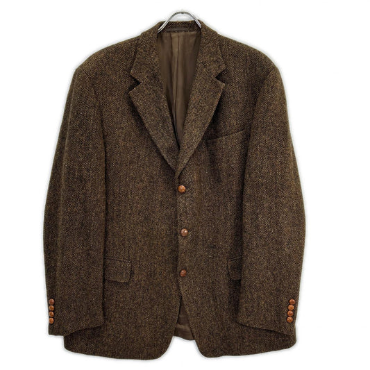 Harris Tweed 3-Button Tailored Blazer Brown