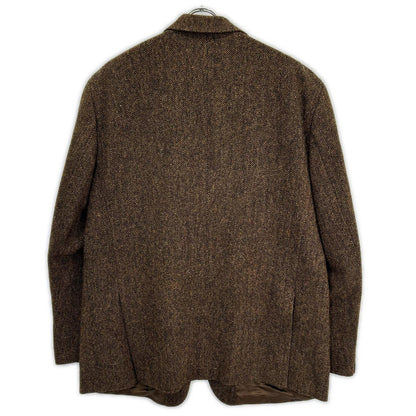 Harris Tweed 3-Button Tailored Blazer Brown