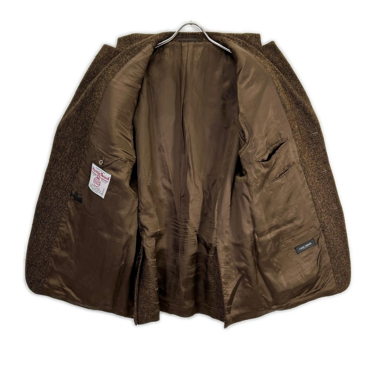 Harris Tweed 3-Button Tailored Blazer Brown