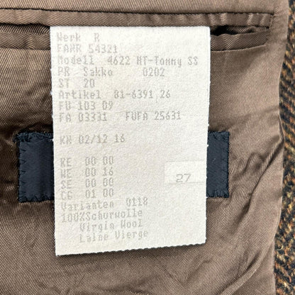 Harris Tweed 3-Button Tailored Blazer Brown