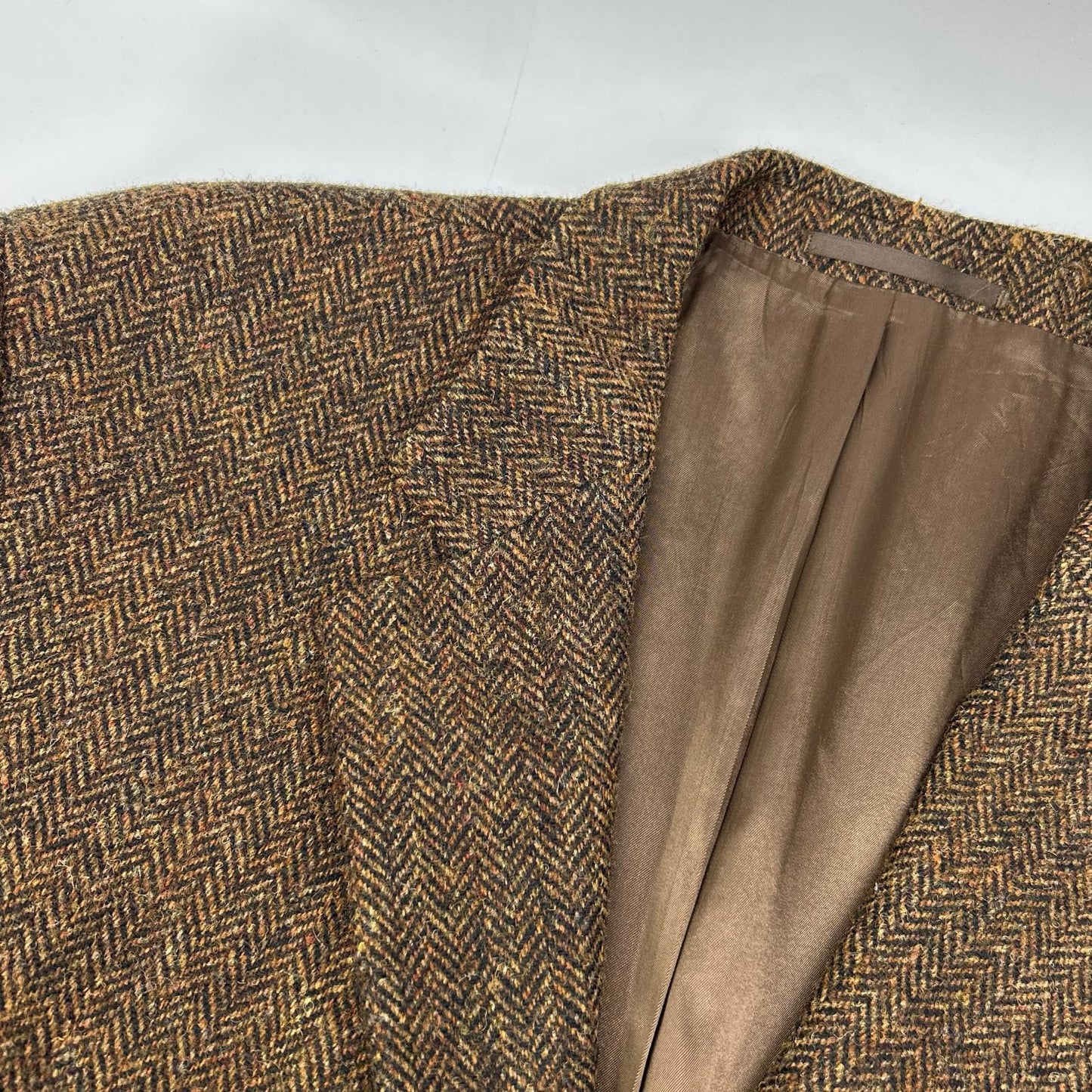 Harris Tweed 3-Button Tailored Blazer Brown