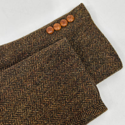 Harris Tweed 3-Button Tailored Blazer Brown