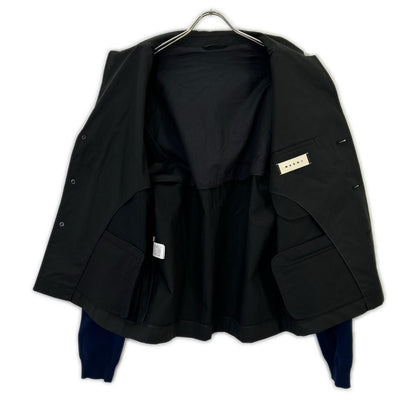 MARNI Black/Blue Knit Panel Cotton Jacket
