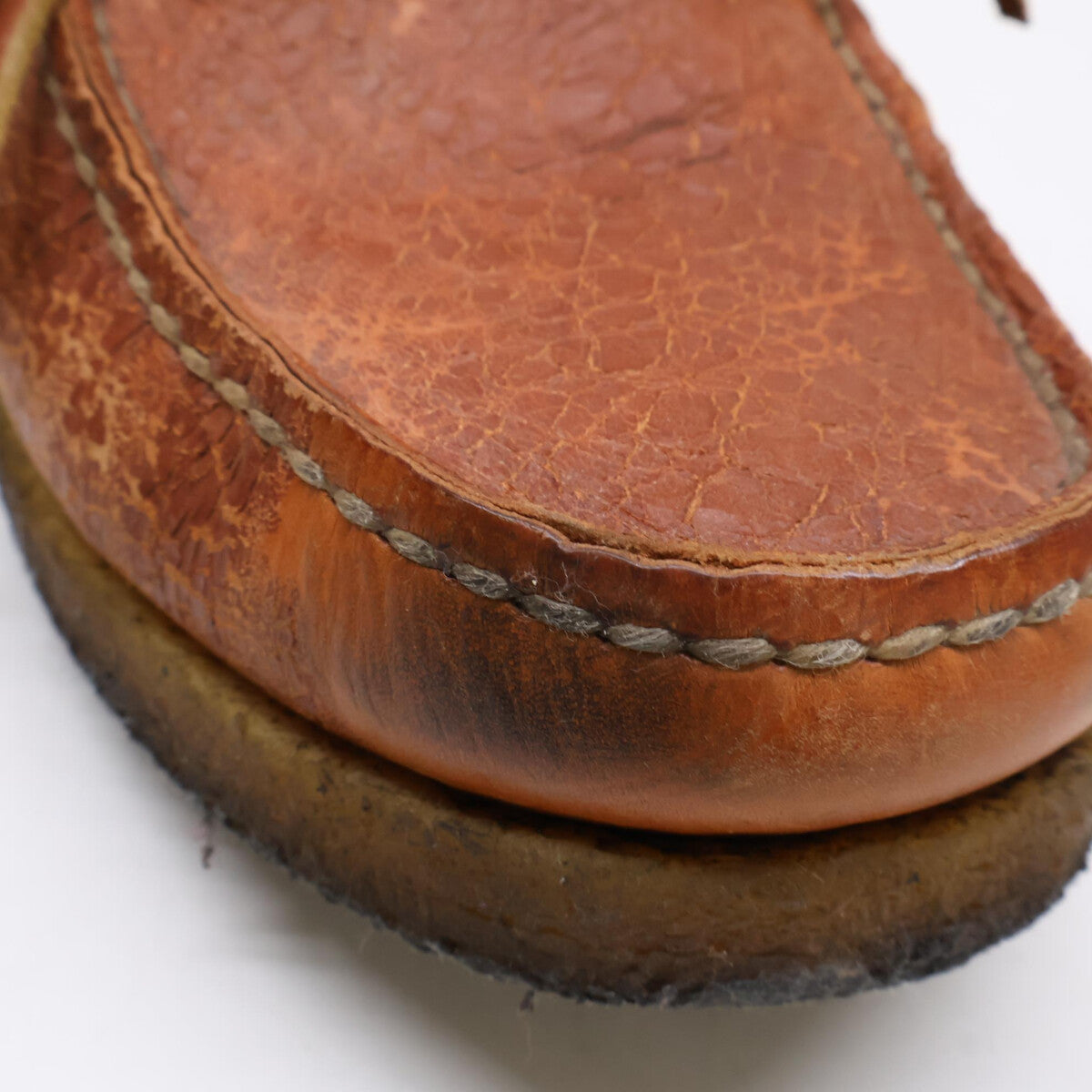 VISVIM CANOE MOC-FOLK Deck Shoes Brown Leather Sneakers Size 10