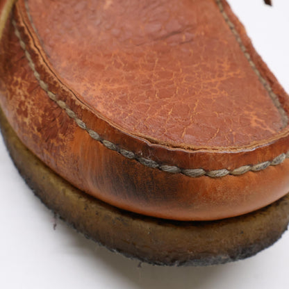 VISVIM CANOE MOC-FOLK Deck Shoes Brown Leather Sneakers Size 10