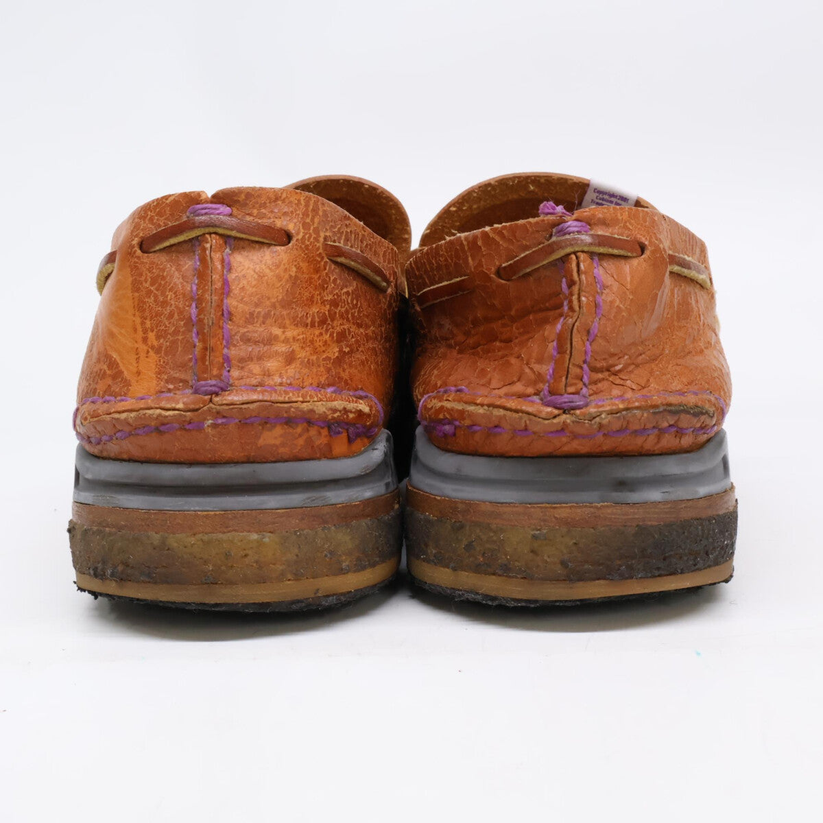 VISVIM CANOE MOC-FOLK Deck Shoes Brown Leather Sneakers Size 10