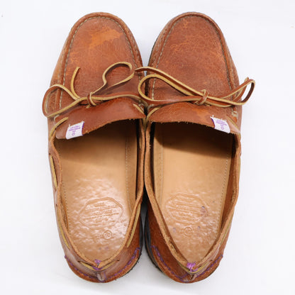 VISVIM CANOE MOC-FOLK Deck Shoes Brown Leather Sneakers Size 10
