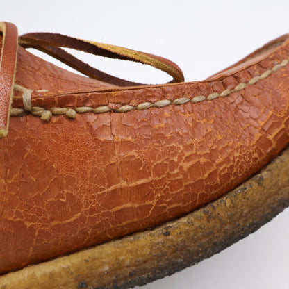 VISVIM CANOE MOC-FOLK Deck Shoes Brown Leather Sneakers Size 10