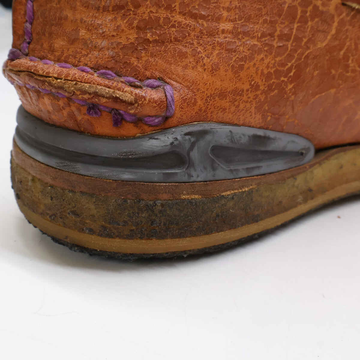 VISVIM CANOE MOC-FOLK Deck Shoes Brown Leather Sneakers Size 10
