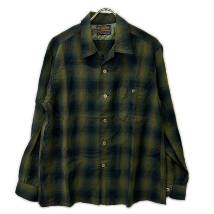 PENDLETON 60s Ombre Check Wool Long Sleeve Shirt Size L