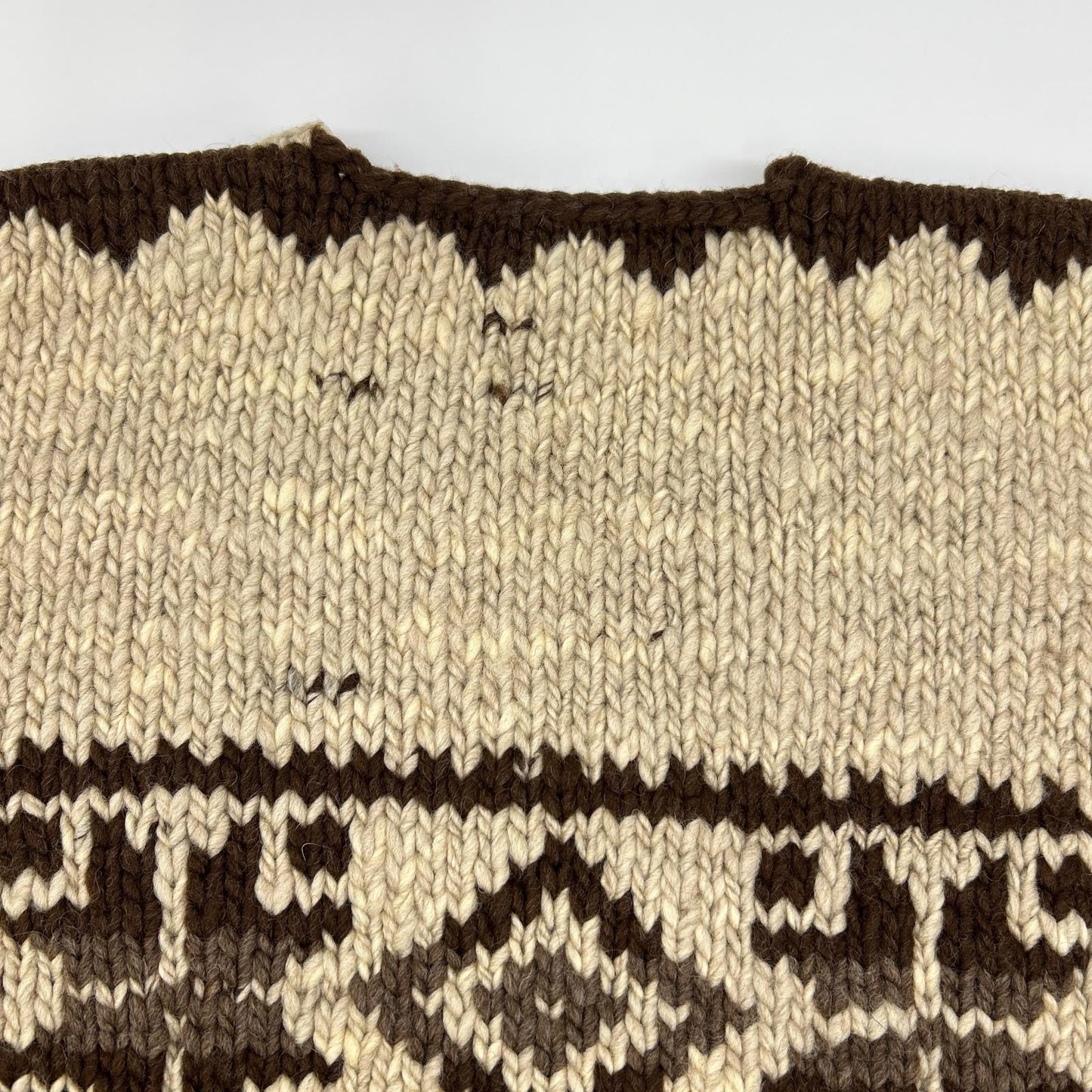 POLO RALPH LAUREN Cowichan Knit Vest Beige Wool Size M