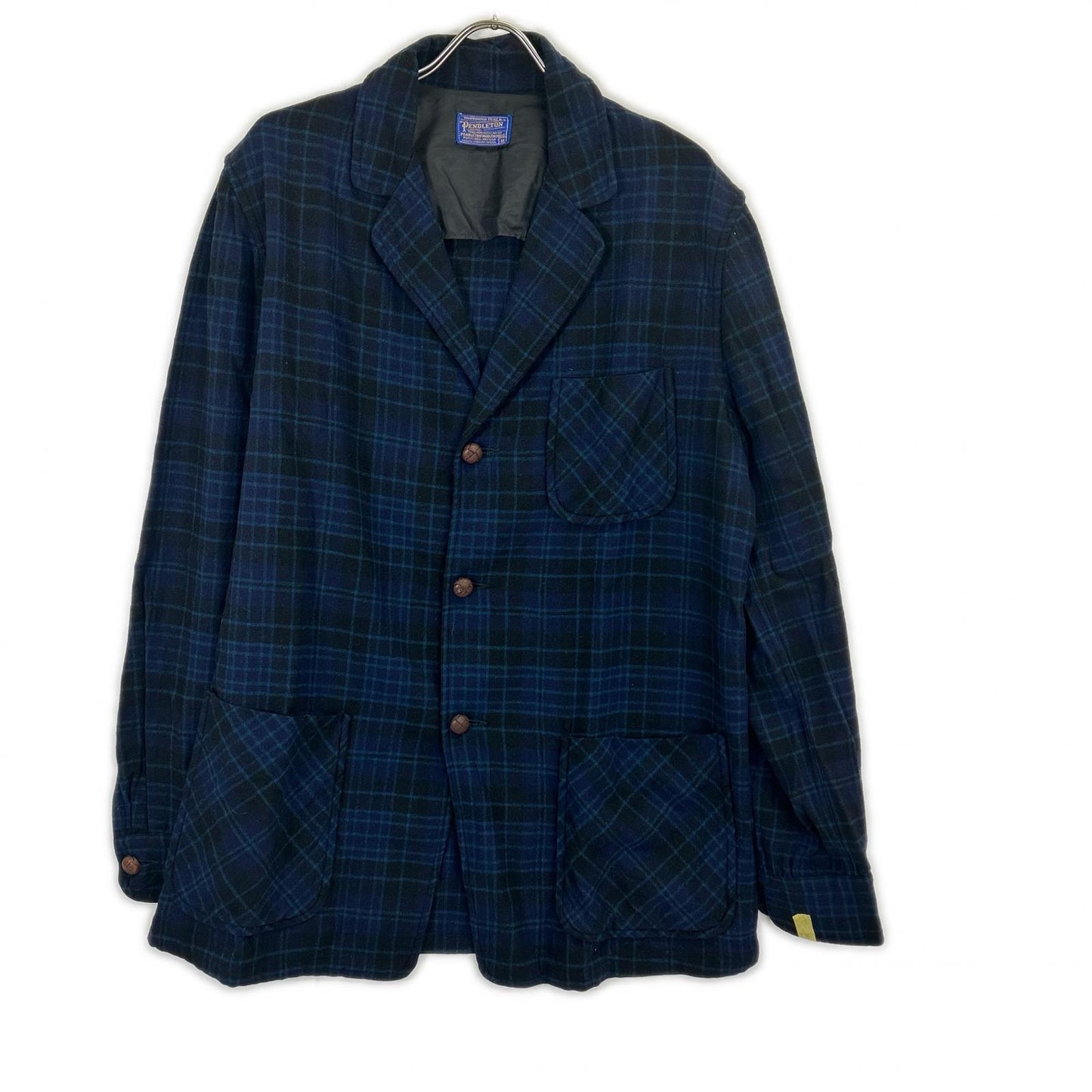 PENDLETON 50s Check Wool Covered Button Blazer