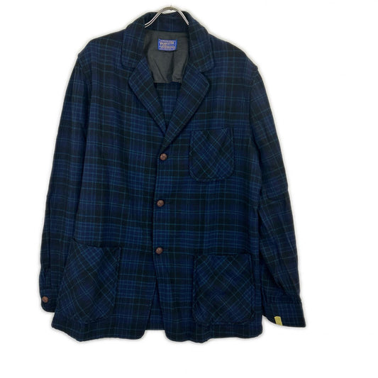 PENDLETON 50s Check Wool Covered Button Blazer