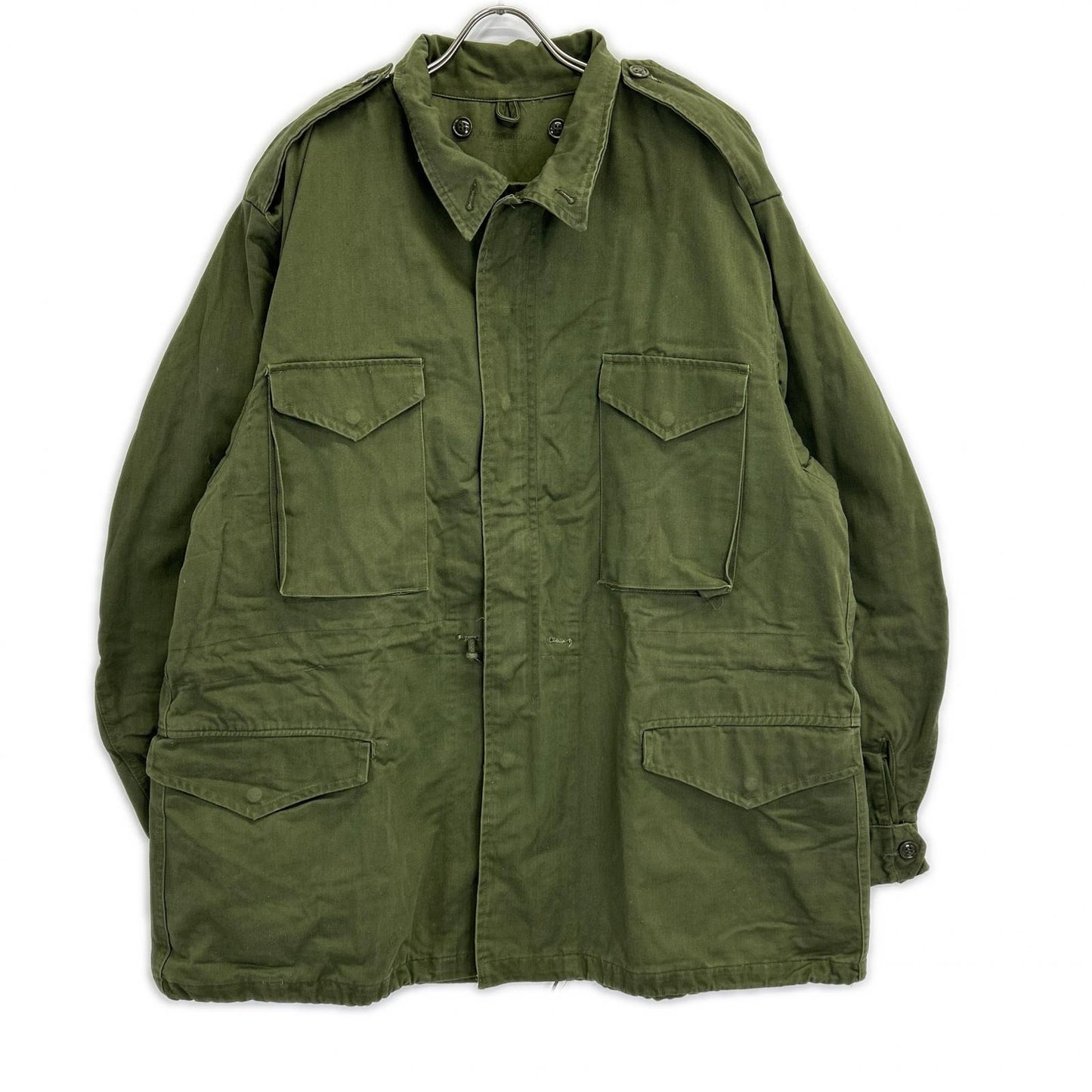 VINTAGE Khaki Cotton Military Jacket Size XL