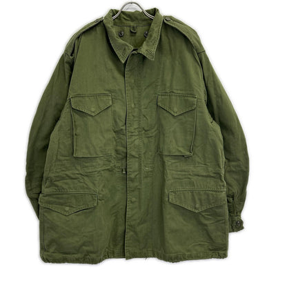 VINTAGE Khaki Cotton Military Jacket Size XL