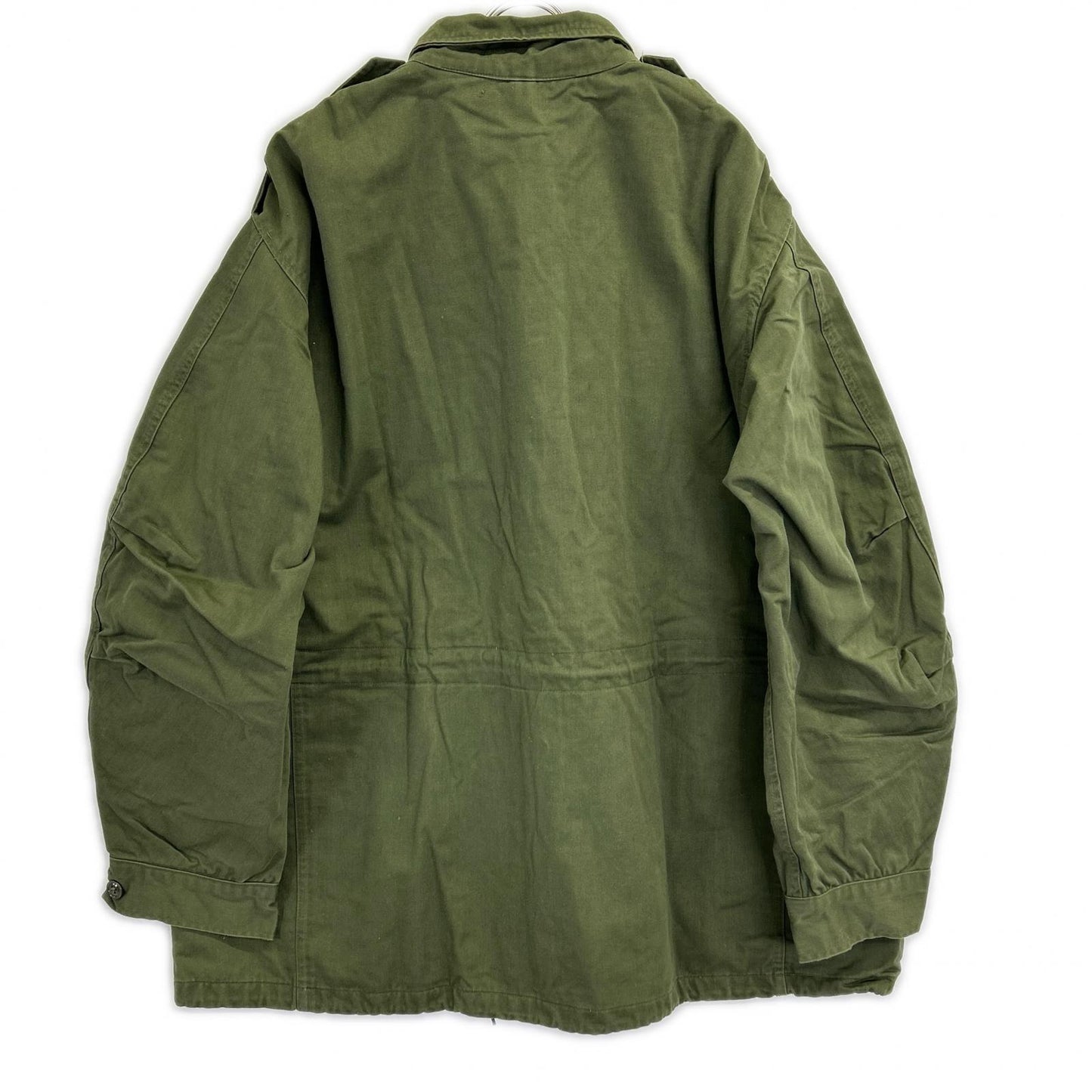 VINTAGE Khaki Cotton Military Jacket Size XL