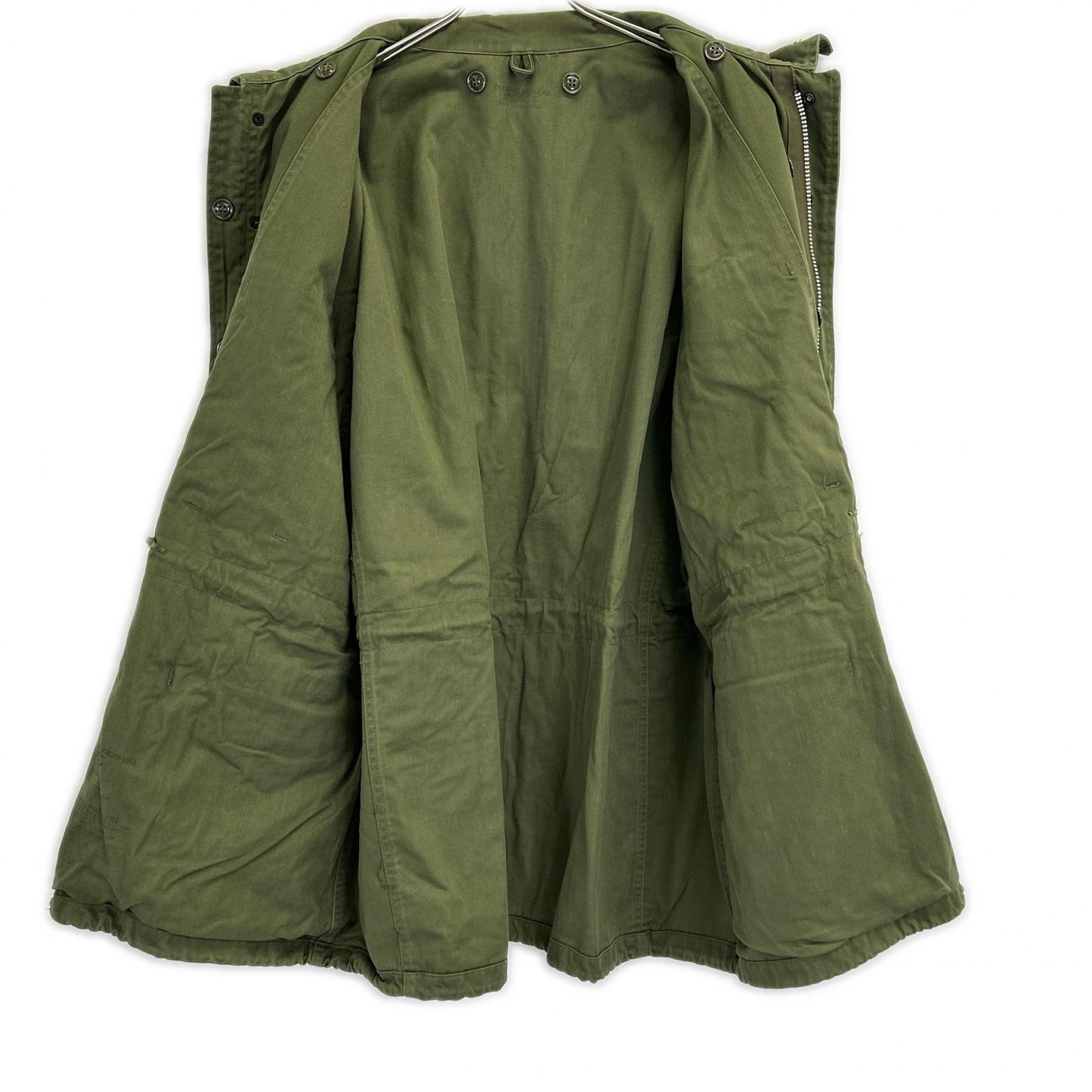 VINTAGE Khaki Cotton Military Jacket Size XL