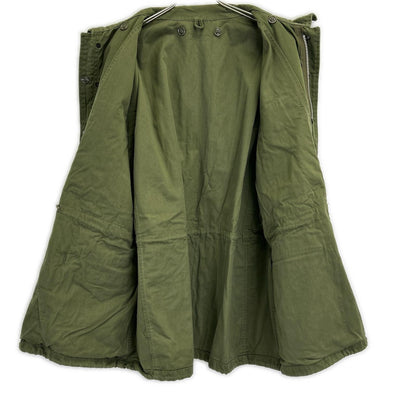 VINTAGE Khaki Cotton Military Jacket Size XL