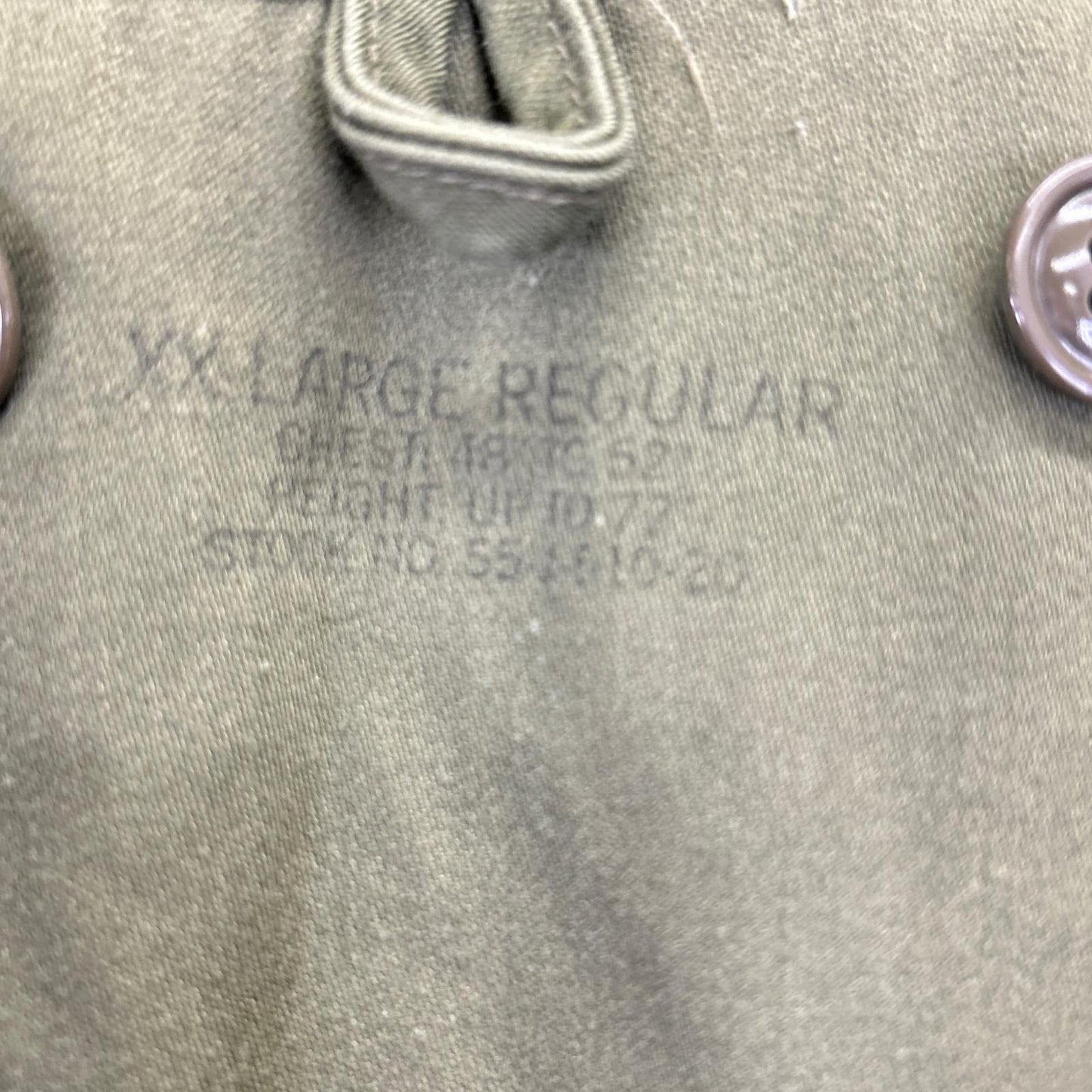 VINTAGE Khaki Cotton Military Jacket Size XL