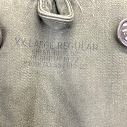 VINTAGE Khaki Cotton Military Jacket Size XL