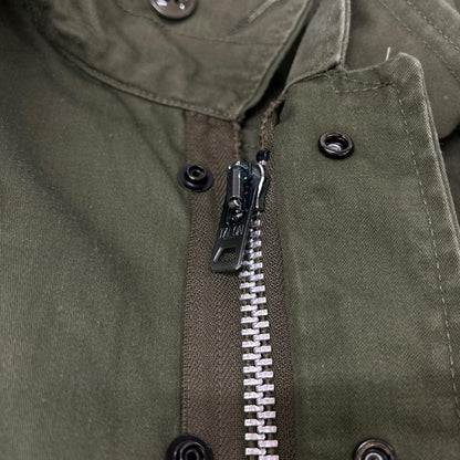 VINTAGE Khaki Cotton Military Jacket Size XL