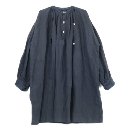 VINTAGE Antique French Indigo Linen Work Shirt