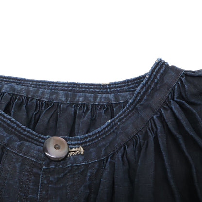 VINTAGE Antique French Indigo Linen Work Shirt