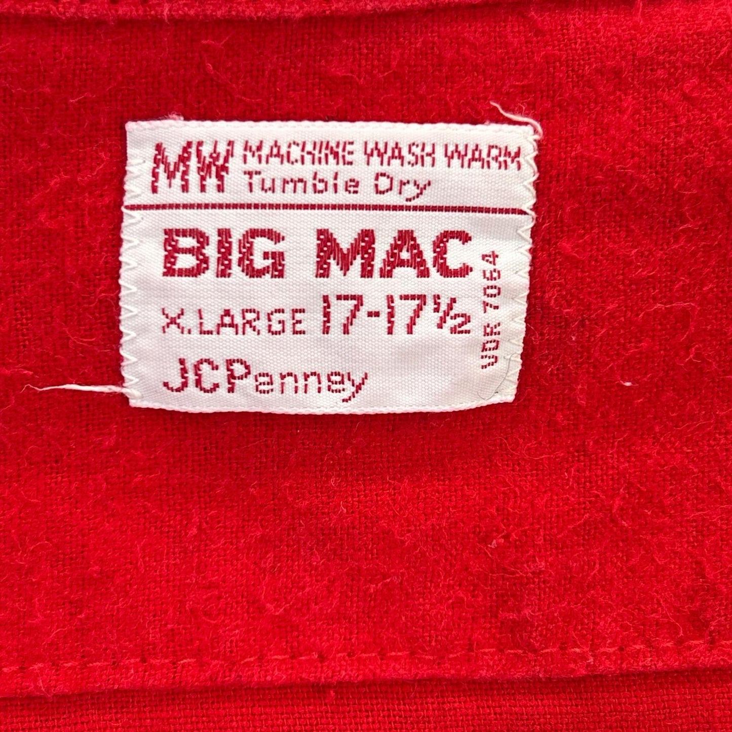 BIG MAC 70s Red Cotton Shirt Size XL
