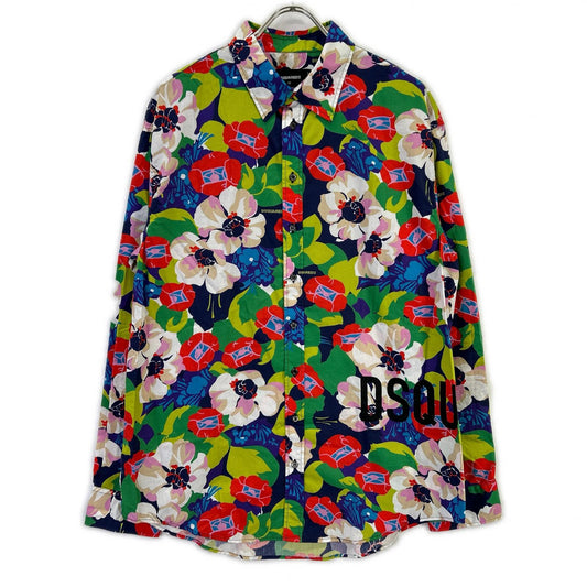 DSQUARED2 S71DM0626 Multi Floral Cotton Shirt Size 50