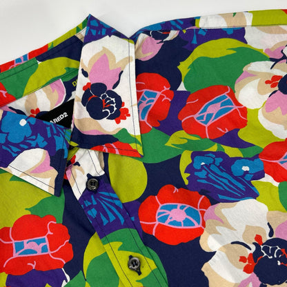 DSQUARED2 S71DM0626 Multi Floral Cotton Shirt Size 50