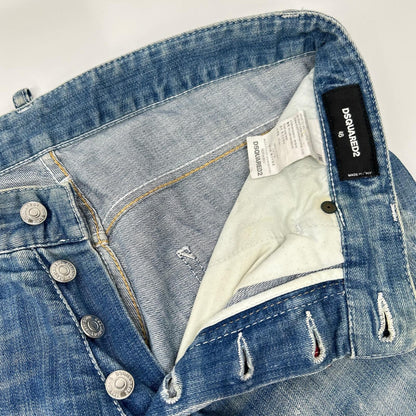 DSQUARED2 S71LB0108 Indigo Distressed Denim Size 46