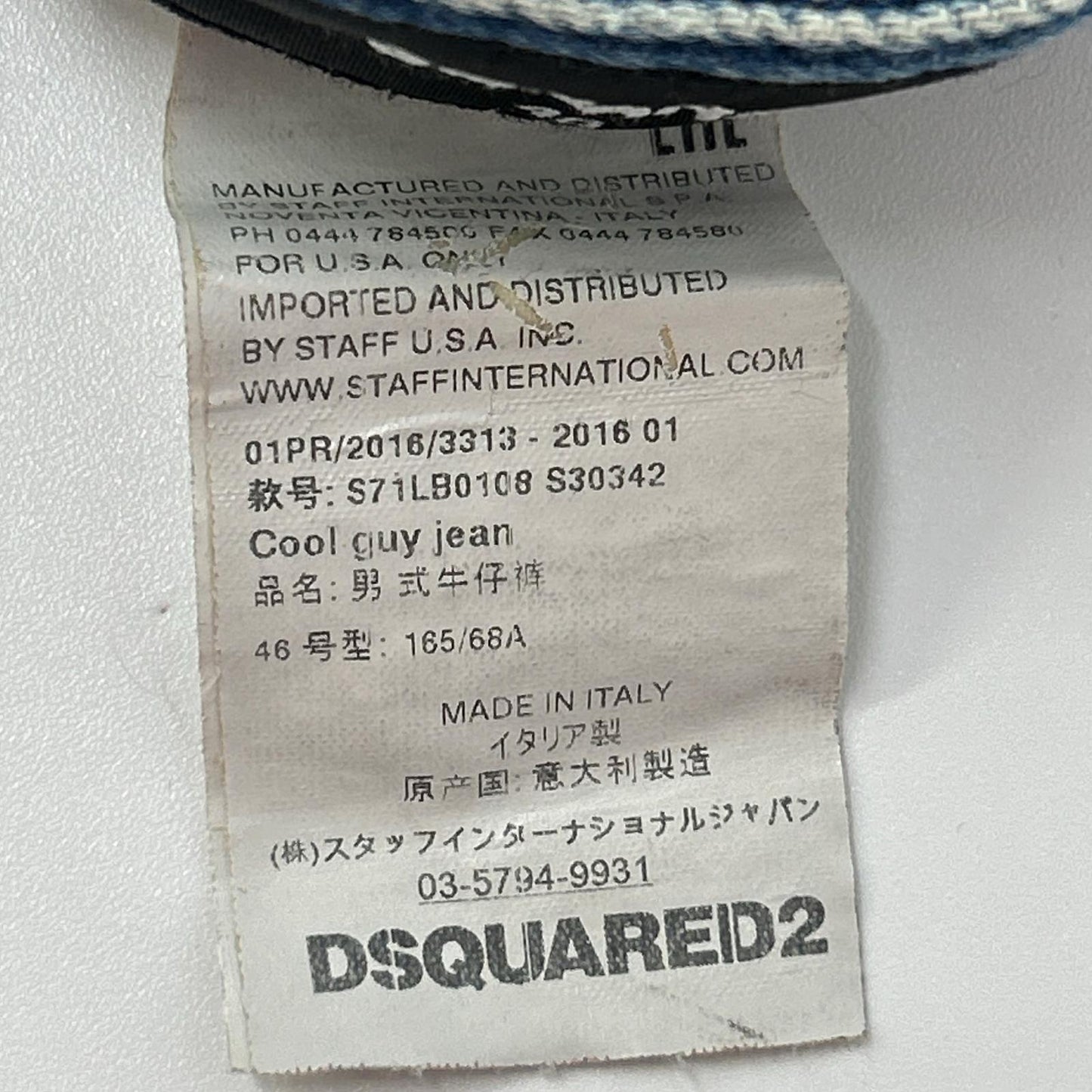 DSQUARED2 S71LB0108 Indigo Distressed Denim Size 46