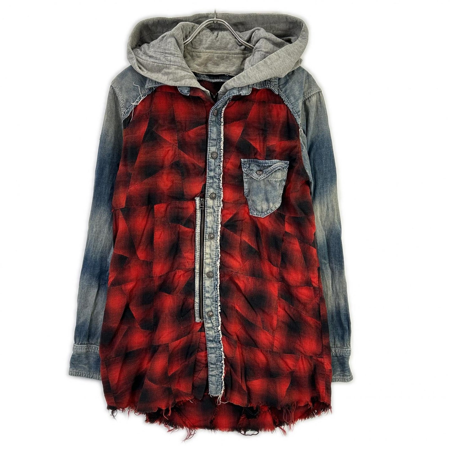 14th addiction FRANCES Check Red/Indigo Cotton Hoodie Size 3
