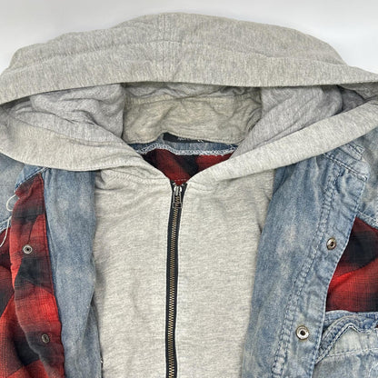 14th addiction FRANCES Check Red/Indigo Cotton Hoodie Size 3