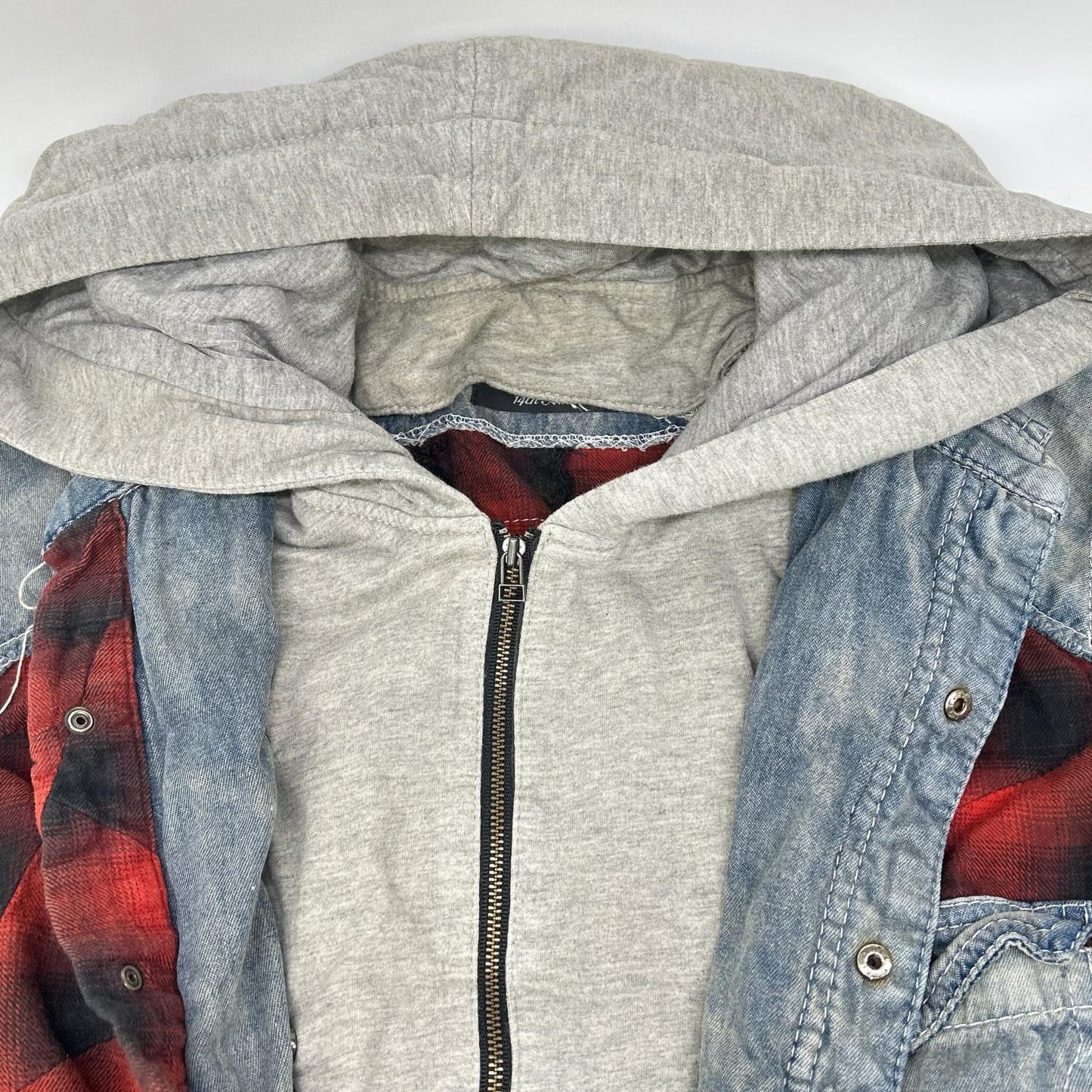 14th addiction FRANCES Check Red/Indigo Cotton Hoodie Size 3
