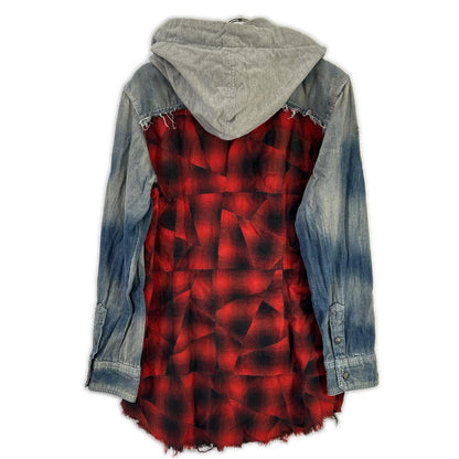 14th addiction FRANCES Check Red/Indigo Cotton Hoodie Size 3