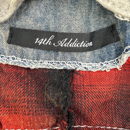 14th addiction FRANCES Check Red/Indigo Cotton Hoodie Size 3
