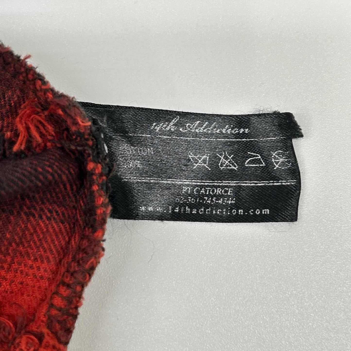 14th addiction FRANCES Check Red/Indigo Cotton Hoodie Size 3