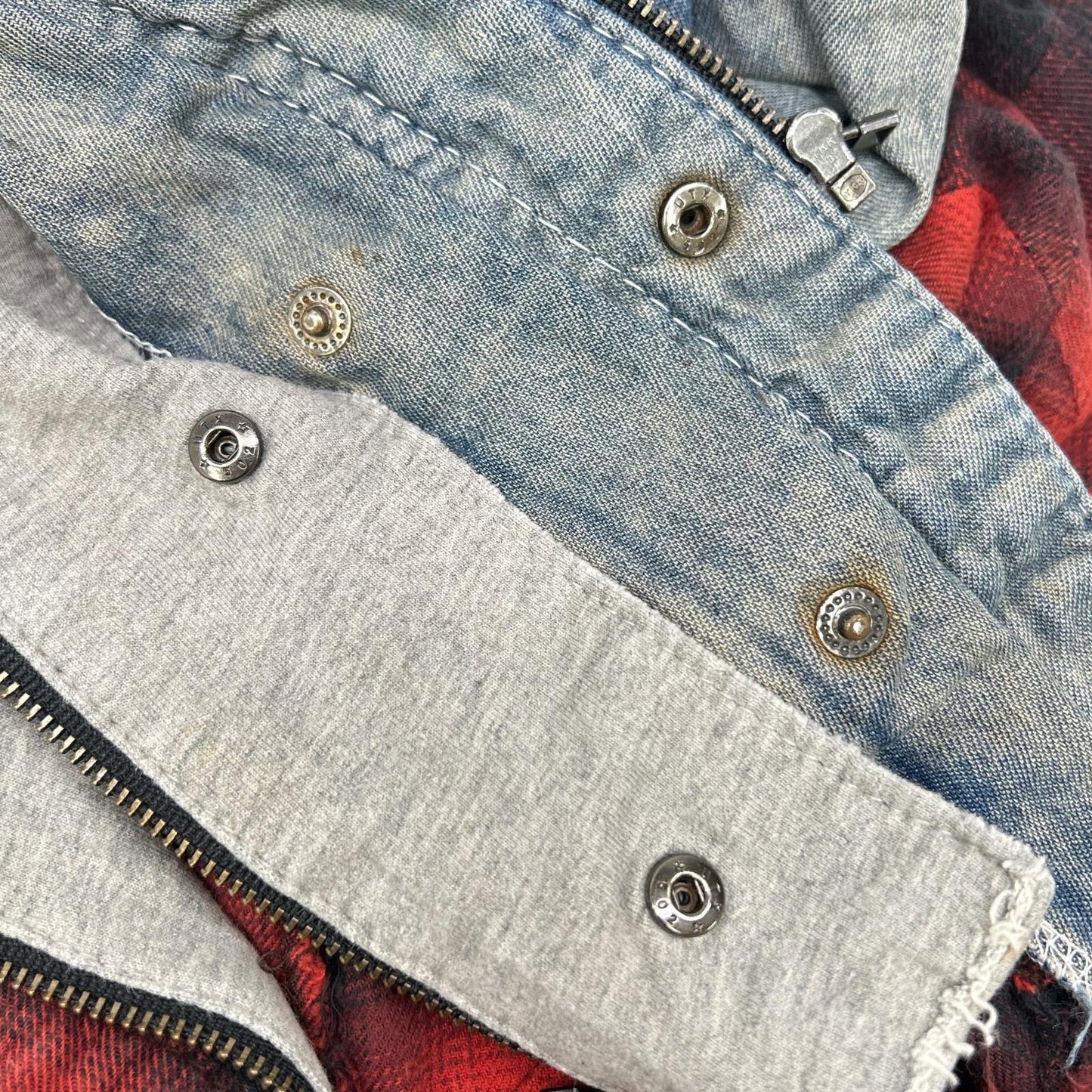 14th addiction FRANCES Check Red/Indigo Cotton Hoodie Size 3