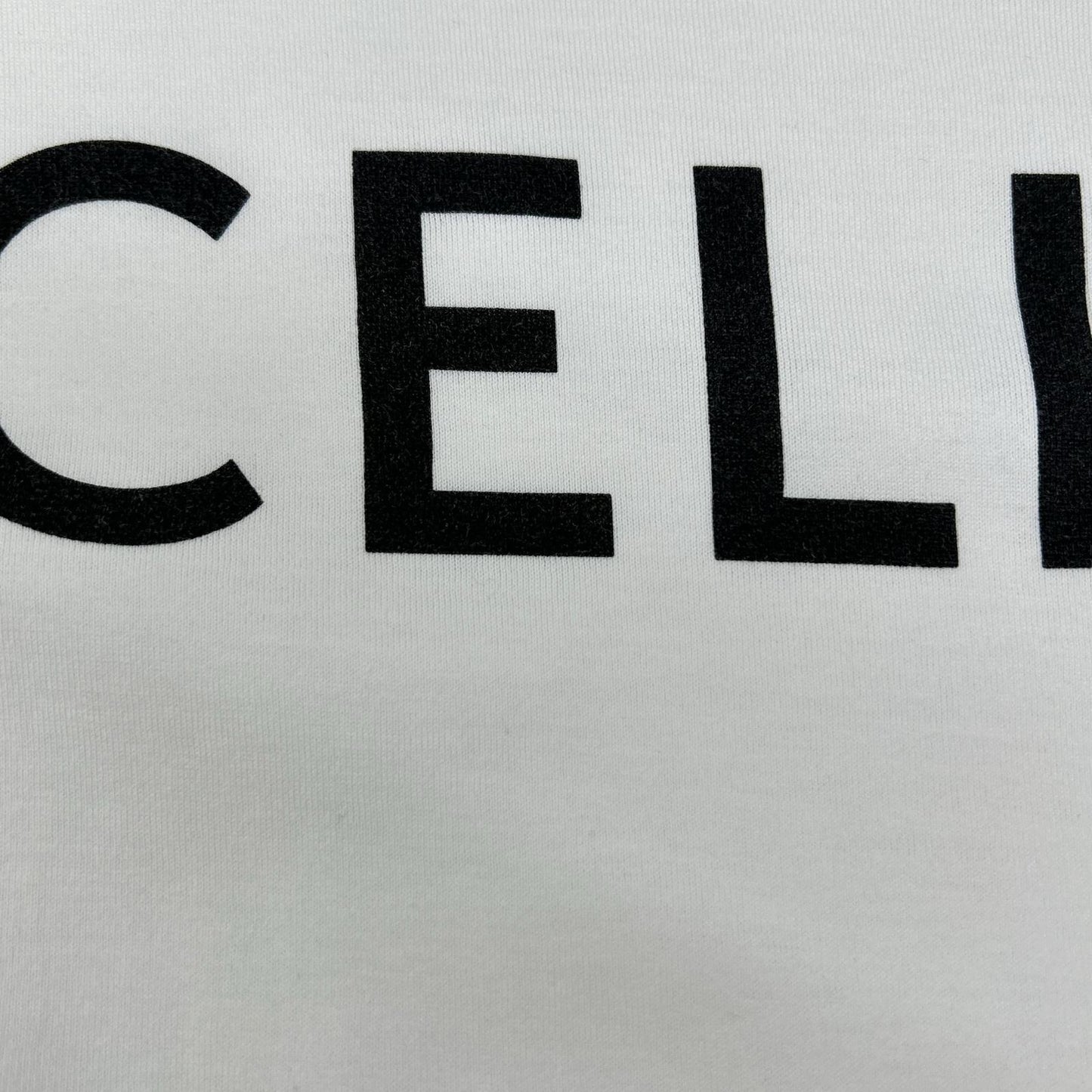 CELINE Classic Logo Loose White Cotton T-Shirt Size L