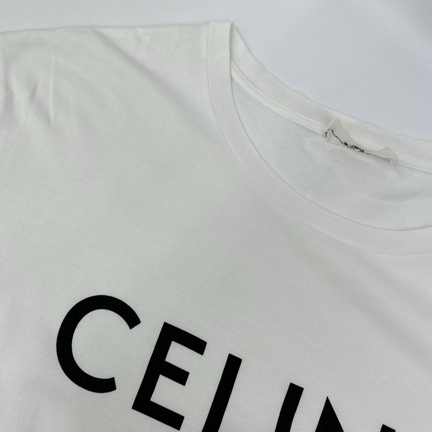 CELINE Classic Logo Loose White Cotton T-Shirt Size L