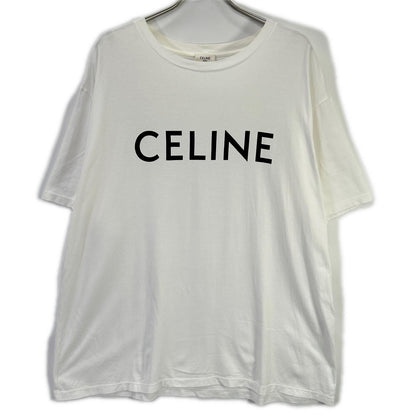 CELINE Classic Logo Loose White Cotton T-Shirt Size XXL