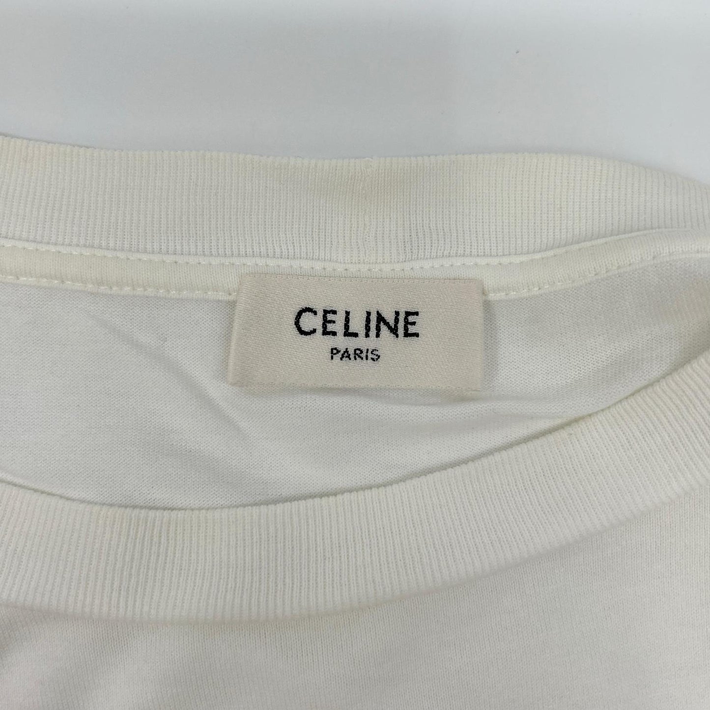 CELINE Classic Logo Loose White Cotton T-Shirt Size XXL
